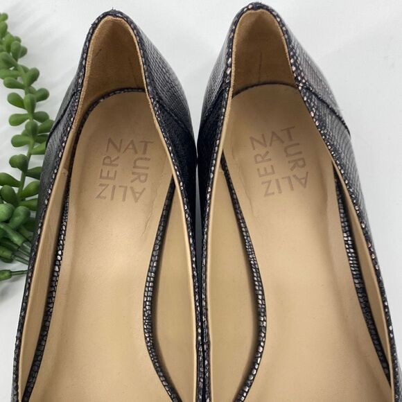 Naturalizer feather snake bronze metallic pointed toe, comfort slip -on pump Siz - Picture 7 of 11